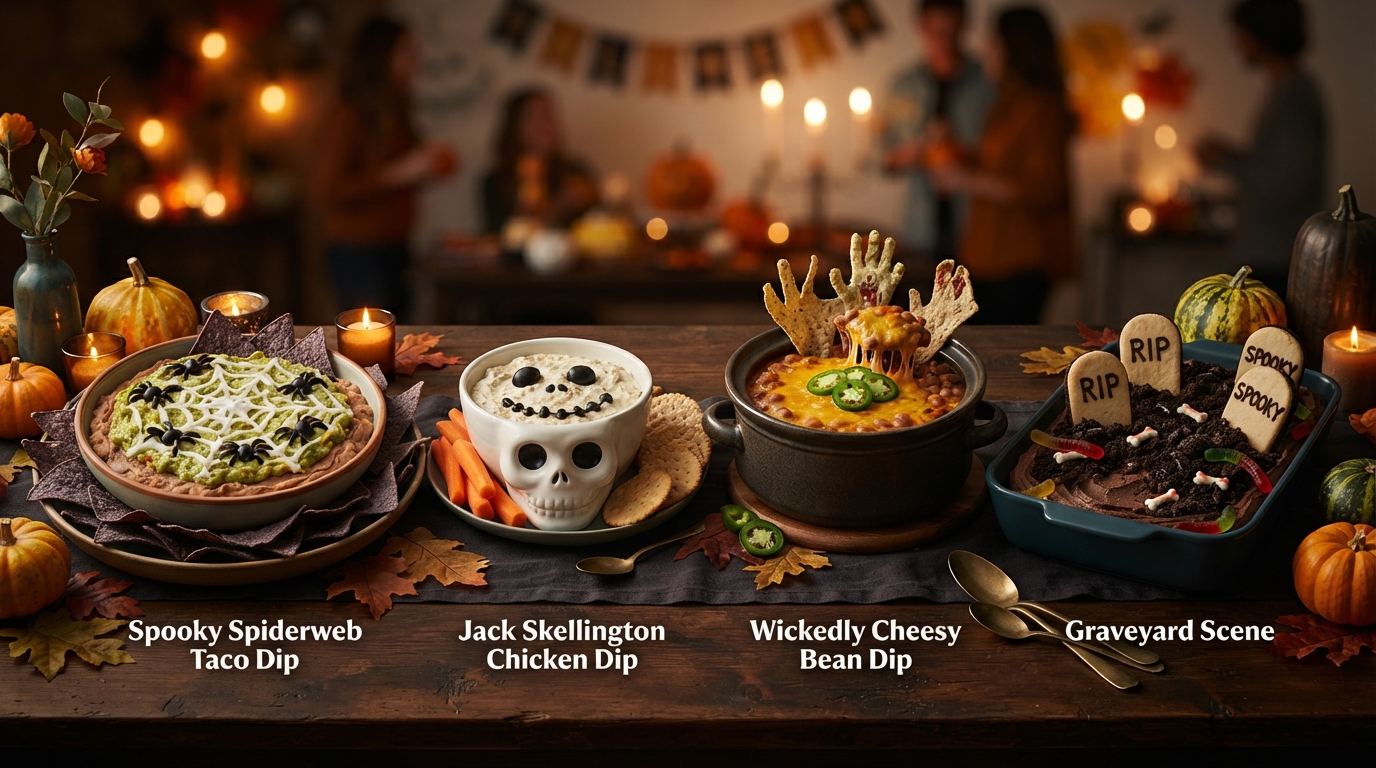 Editorial illustration for Four Halloween Dips Compared: Which Spooky Spread Fits Your Party?