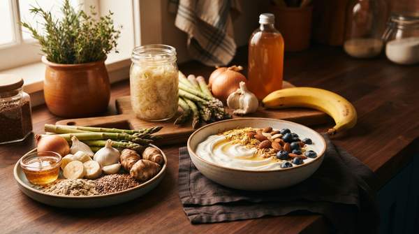 Editorial illustration for Prebiotics vs. Probiotics: What to Eat for a Healthy Gut