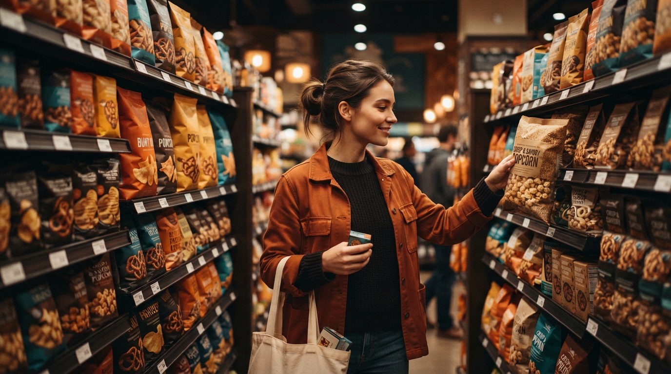 Editorial illustration for The Psychology of the Snack Aisle: Why You Buy Treats on Impulse