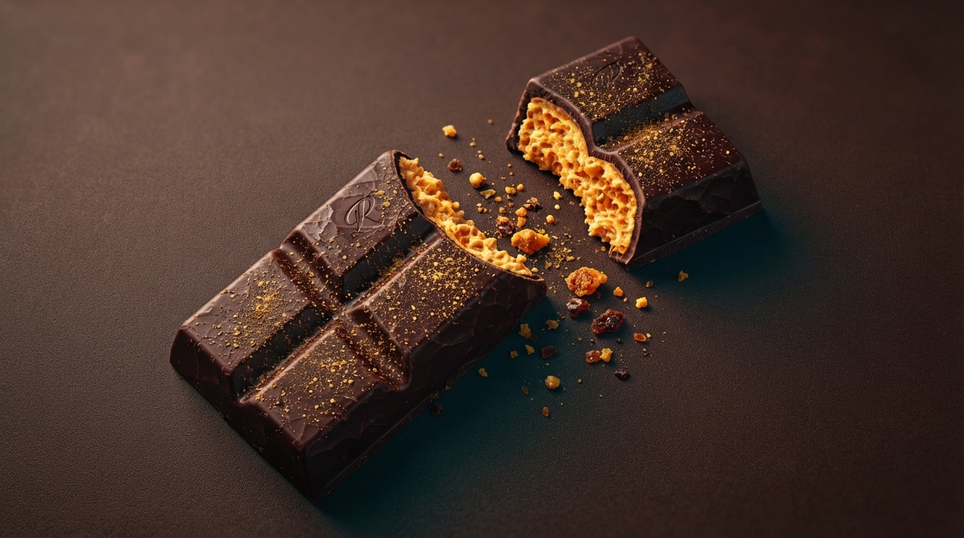 Editorial illustration for The Science of Satisfaction: How Crystal Structure Creates a Chocolate Bar's Perfect Snap and Melt